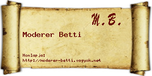 Moderer Betti névjegykártya